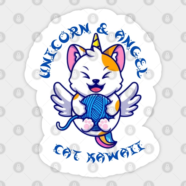 Unicorn and Angel Cat kawaii Sticker by Flower Queen